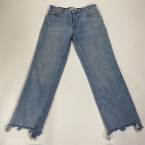We The Free Light Wash Raw Hem Straight Leg Button Fly Jeans Size 25‎